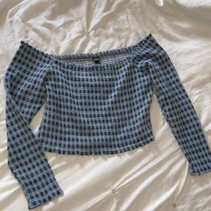 blue gingham crop top xxl